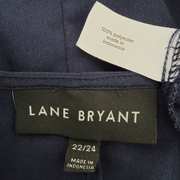 Lane Bryant Faux Wrap Top Plus Size 22/24 Cap Sleeve Peplum Lightweight Blue - Picture 5 of 6